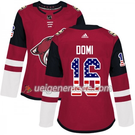 Dame Eishockey Arizona Coyotes Trikot Max Domi 16 Adidas 2017-2018 Rot USA Flag Fashion Authentic